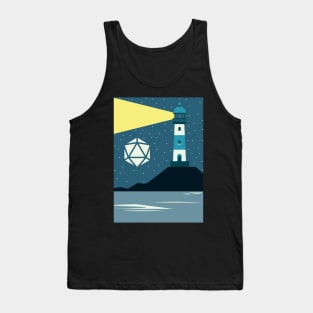 Lighthouse Starry Night Polyhedral Dice Moon RPG Landscape Tank Top